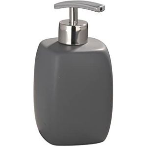 WENKO Faro zeepdispenser grijs keramiek - vloeibare zeepdispenser inhoud 0,44 l, keramiek, 8 x 15 x 8 cm, grijs