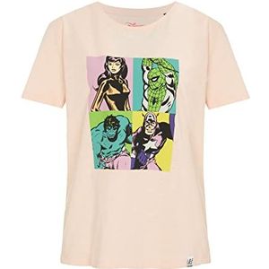 Recovered Marvel Pop Art Portrait Print Pale Pink Womens Fitted T-shirt by, roze, L dames, roze, L, Roze