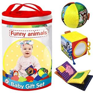 magdum 3 stuks activiteitskubus voor baby's, babyboek, Montessori-speelgoed voor baby's, 6-12 maanden, stapelkubus voor baby's, Montessori-kubus, 6 maanden, kubus voor baby's