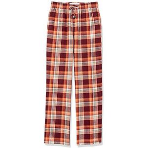 Amazon Essentials Flanellen pyjamabroek voor heren (verkrijgbaar in grote maten), bordeauxrood, oranje en wit, maat XS