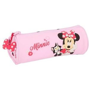 Safta MINNIE MOUSE NAIVE - Trousse ronde scolaire, trousse pour enfant, idéale pour les enfants de 5 à 14 ans, confortable et polyvalente, qualité et résistance, 20 x 7 cm, rose clair, M, Décontracté