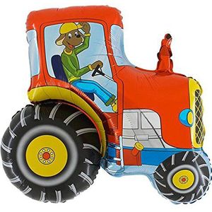 Ballonim® Opblaasbare folieballonnen, tractor en hond, rood, ca. 80 cm, decoratie voor verjaardagsfeest