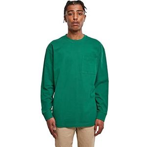 Urban Classics Herenshirt met lange mouwen en borstzak van zware stof, grote zakken, 4 kleuren, XS tot 5XL, Groen