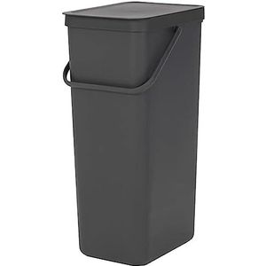 Brabantia Sort & Go Prullenbak, Afvalemmer, Donkergrijs, 40 liter