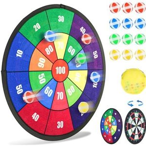 YCFUN Dubbelzijdig dartbord voor kinderen met 12 zelfklevende klittenbandballen, verjaardagscadeaus, carnavalsspelletjes voor kinderen, speelgoed voor jongens en meisjes vanaf 3 jaar