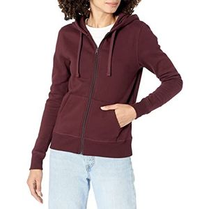 Amazon Essentials Dames fleece pullover hoodie met rits en chiffon bordeauxrood L (verkrijgbaar in grote maten)
