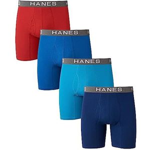 Hanes Ultimate Comfortabele boxershorts voor heren van katoen en modal in verpakking van 4 stuks, Verschillende kleuren.