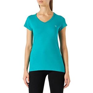 G-STAR RAW, Dames bovendeel Eyben Stripe Slim V-Neck, groen (Dynasty Green 4107-d306)