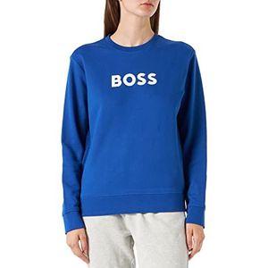 BOSS C Elaboss katoenen sweatshirt voor dames met logo-print, blauw open.