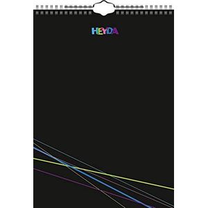 Heyda 2070470 creatieve kalender (13 maandbladen, DIN A4, eeuwige kalender, ringbinding, zwarte omslag, maandblad, zwart