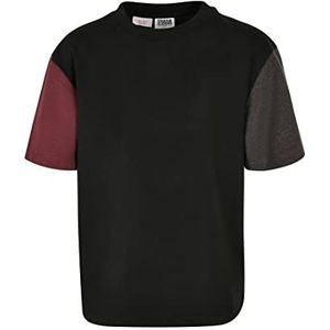 Urban Classics Jongens T-Shirt Organic Oversize Colorblock, Black, 158-164, zwart.