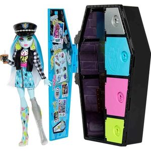 Monster High HKY62 Monsterlijke geheimen Frankie Stein Set met pop, bekleding, kluisje en meer dan 19 accessoires, kinderspeelgoed, vanaf 4 jaar
