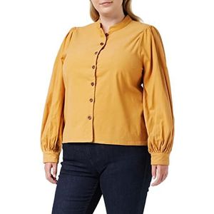 Louche Aviv-babycord button-down hemd voor dames, Mosterd