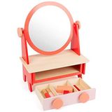Small Foot 11409 Retro make-uptafel met spiegel, van hout, met lade en 5 make-up- en kappersbenodigdheden, speelgoed, meerkleurig