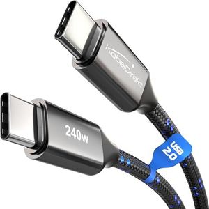 KabelDirekt - USB-C-kabel voor snel opladen, metalen connectoren + nylon vlechtwerk, USB 2.0 - 2 x 1 m (opladen telefoon/laptops tot 240 W, oplaadkabel/datakabel)