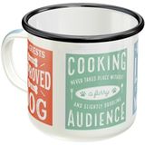 Nostalgic-Art 43213 Retro emaille mok met pootplaat - Dog Rules - cadeau-idee voor kraaneigenaars, campingbeker, 360 ml