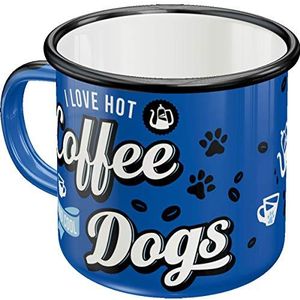 Nostalgic-Art 43212 Retro emaille mok met pootplaat - Cool Dogs - cadeau-idee voor hondenliefhebbers - campingbeker 360 ml