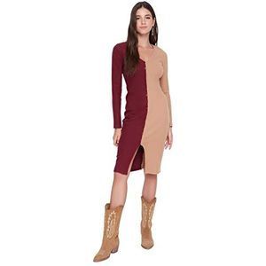 Trendyol Dames getailleerde jurk Standard Mi-Lang, Bordeaux, S, Bordeaux