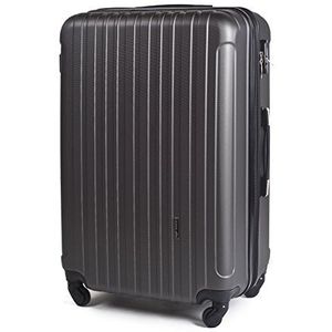 WINGS koffer van duurzaam ABS-materiaal, eenvoudig te bedienen met 4 rubberen wielen, elegant design voor zakenreizen en zomervakantie, TSA-sloten, handtassen en citaten voor, Donkergrijs, koffer