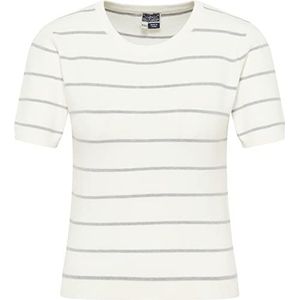 altiplano Pull à manches courtes pour femme, Blanc laine et gris mélangé, XL-XXL