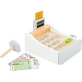 Small Foot 11099 houten speelkist met scanner, kaartlezer, geld en creditcards, kleurrijk