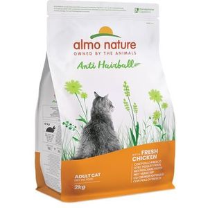almo nature Holistic Functional Anti-Hairball met verse kip, anti-haarballen brokjes voor volwassen katten. 2kg