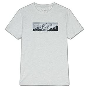 Teddy Smith T-shirt voor heren, wit gemêleerd/contrast 1, XS, White Melange/Contrast 1