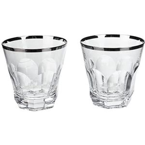 Cristal de Sèvres Chenonceaux whiskyglazenset, glas, platina, 10 x 10 x 10 cm, 2 stuks