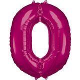Amscan 9907275 - folieballon getal roze voor helium of lucht, heliumballon, verjaardag, jubileum