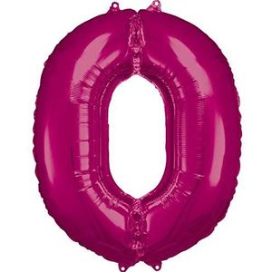Amscan 9907275 - folieballon getal roze voor helium of lucht, heliumballon, verjaardag, jubileum