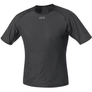 GORE Wear Heren shirt ondergoed, korte mouwen, winddicht, Gore M WINDSTOPPER Base Layer Shirt, Maat: L, Kleur: Zwart, 100024