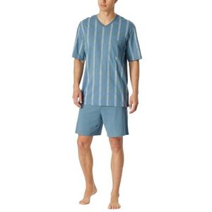 Schiesser Korte pyjama voor heren, Blauw-Grijs 181161