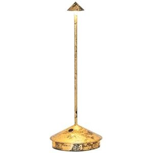 Zafferano, Pina-lamp, oplaadbare en draadloze tafellamp met aanraakbediening, te gebruiken als binnenlamp, dimmer 2200-3000 K, hoogte 29 cm, kleur zwart - bladgoud craquelè