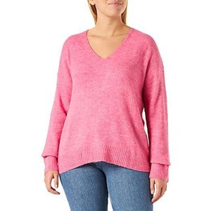 JdY KNT Noos Sweater Elanora L/S V-hals trui Carmine Roze / Detail: Melange, M Dames, Carmijnroze. Details: gemengd