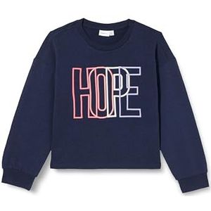 NAME IT Nkfdirikke Ls Sweat-shirt court ample pour fille, Saphir foncé - Détails : mélange (teinture simple), 134-140