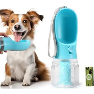 Brencco Waterfles voor honden, 300 ml, draagbaar, reisdrinkfles voor honden, wandelingen en tas, waterdispenser voor buiten voor honden en katten