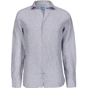 Panareha Corsica Blauw Gestreept Linnen Herenoverhemd (M)