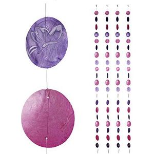 Relaxdays Parelslinger, 4 stuks, raam, balkon, deur, scheidingsgordijn, 180 cm, vlinder, roze-violet