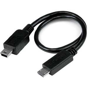 StarTech.com 20 cm USB OTG Micro USB naar Mini USB Kabel - On-The-Go USB Adapter - M/M - Zwart (UMUSBOTG8IN)
