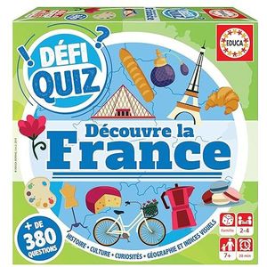 Educa - Defi Quiz. Ontdek Frankrijk. Bordspel Familie. Vragen en antwoorden. +7 jaar (18155)