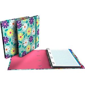 Grafoplás Ordner met 4 ringen met navulverpakking, A4, bevat 100 vellen geruit, 5 x 5, verdelers, transparante envelop, Elena Corredoira, bloemen, carpebook, FSC