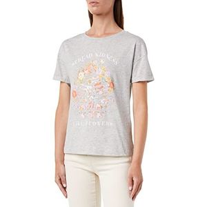 Springfield T-Shirt Logo Boom Bloemen Dames, Middengrijs, S, Medium Grijs