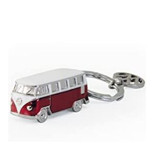 BRISA VW Collection - Volkswagen Combi Bus T1 Camper Van 3D-sleutelhanger, sleutelring met mini-model, cadeau-idee/souvenir/retro vintage product, Rood, Bus T1