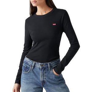 Levi's Essential Housemark T-shirt à manches longues pour femme, Caviar, XL