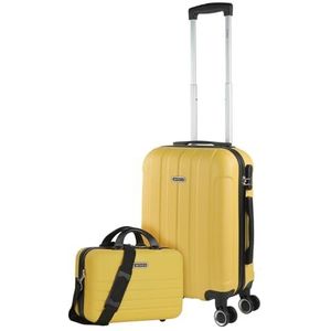 ITACA - 2-delige kofferset, harde schaal, 4 wielen, set cabinekoffer, ultralicht, duurzame koffer, cabinebagage van ABS-materiaal, vergrendeling TSA 771150B, geel