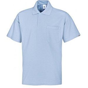 BP 1612-181-11-M Unisex poloshirt 1/2 mouw polokraag met knoopsluiting 70 cm stofmix 220 g/m² lichtblauw M