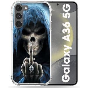 Cokitec Coque Renforcée pour Samsung Galaxy A36 5G Tete de Mort Doigt