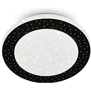 Briloner Leuchten Led-plafondlamp met sterrendecoratie, led-plafondlamp voor badkamer, IP44, gatdecoratie, neutraal wit licht, Ø 280 mm, zwart en wit
