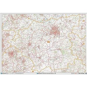 Swindon SN wandkaart met postcode, kunststof gecoat