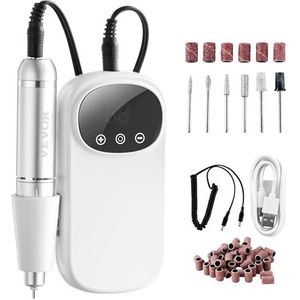 VEVOR Foret à ongles électrique 35 000 tr/min avec écran LCD, 6 embouts et 50 bandes abrasives, ponceuse à ongles électrique en gel acrylique pour manucure, pédicure, sculpture et polissage